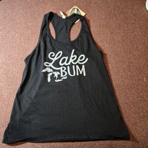 New! Michigan Outfitters Lake Bum Racerback Tank Women's XL Black And White